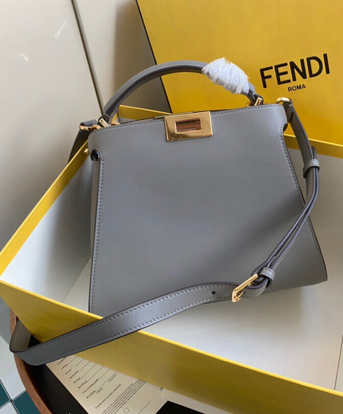 Fendi Peekaboo Iconic Essentially Leather Bag 8BN302 Grey